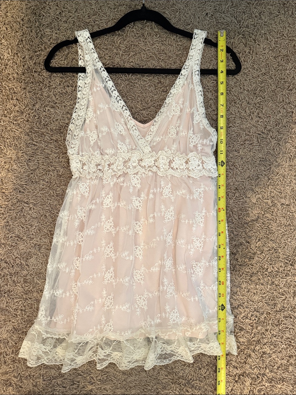 Beautiful Lace-Trim Sheer Chemise in Cream over a perfectly matched Express Tank - Picture 7 of 8